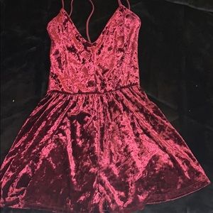 Red Crushed Velvet Romper
